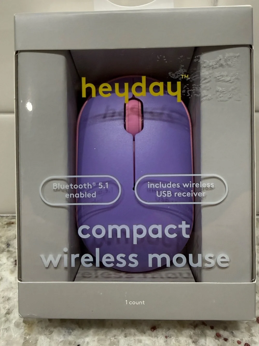 heyday Compact Wireless Purple Mouse with Pink Accents Bluetooth 5.1 Enabled NWT